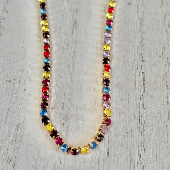 sugarfix Jewelry - Sugarfix Rainbow Crystal Rhinestone Necklace, Gold Tone Rhinestone Jewelry